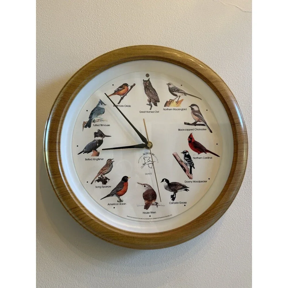 VINTAGE National Audubon Society Singing Bird Clock 13